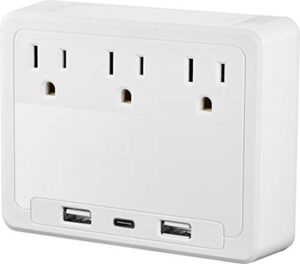 insignias 3-outlet3-usb surge protector - white