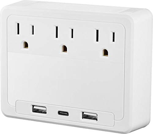 Insignias 3-Outlet3-USB Surge Protector - White