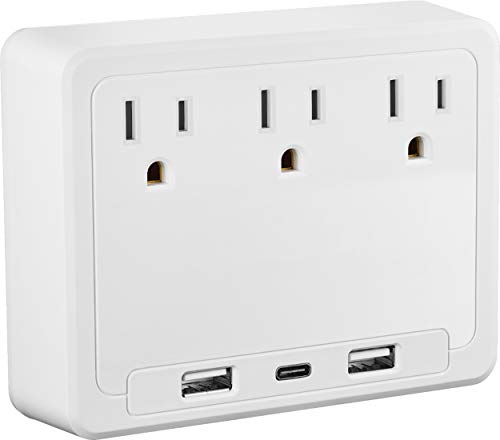 Insignias 3-Outlet3-USB Surge Protector - White