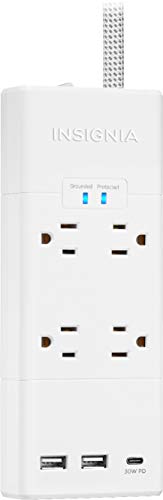 Insignias 4-Outlet3-USB Surge Protector Strip - White