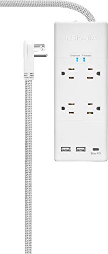 Insignias 4-Outlet3-USB Surge Protector Strip - White