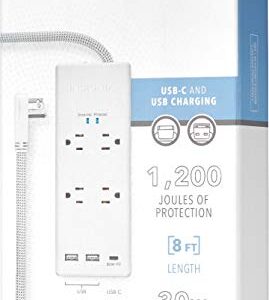 Insignias 4-Outlet3-USB Surge Protector Strip - White