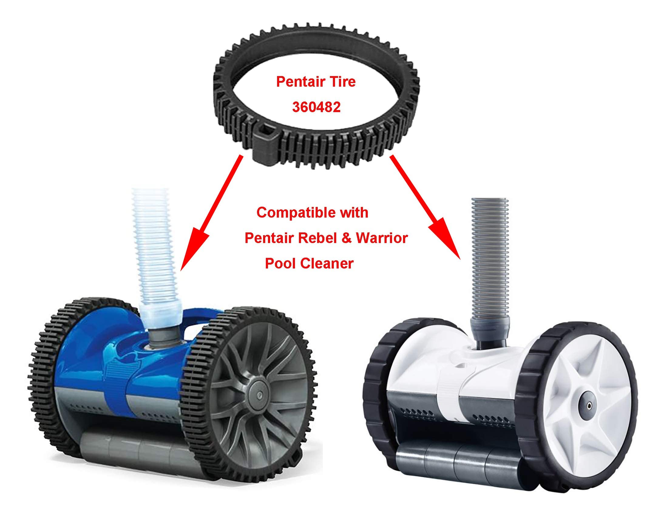 ATIE Pool Cleaner Tire Kit with Large Hump Replacement Compatible with Pentair Kreepy Krauly Rebel/Warrior Pool Cleaner V2 Tire Kit 360482 and Tire Kit 360287 (2 Pack)