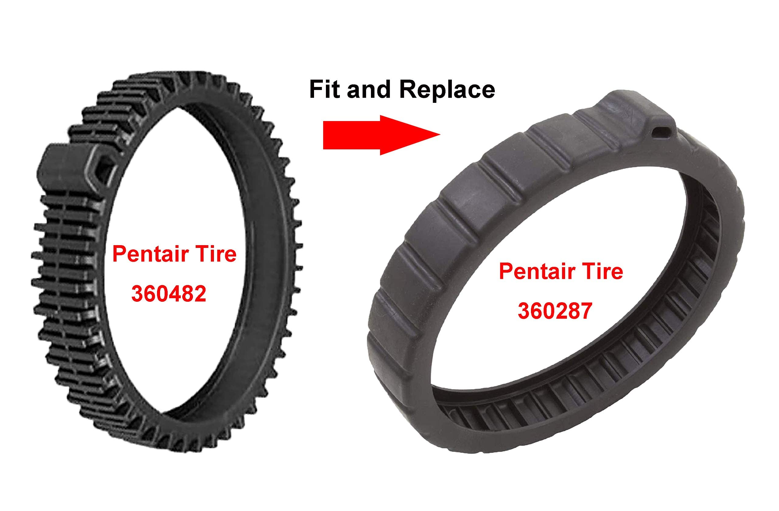 ATIE Pool Cleaner Tire Kit with Large Hump Replacement Compatible with Pentair Kreepy Krauly Rebel/Warrior Pool Cleaner V2 Tire Kit 360482 and Tire Kit 360287 (2 Pack)