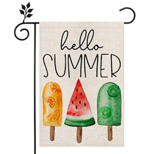 crowned beauty hello summer ice cream garden flag 12×18 inch double sided vertical yard outdoor decoration cf157-12
