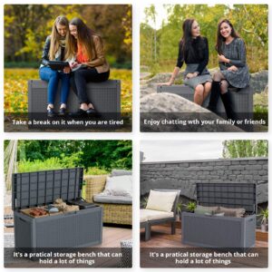 Cozy Castle 100 Gallon Outdoor Storage Box, Deck Box, Resin Pool Toy Storage, Patio Storage, Outdoor Cushion Storage, for Garden and Pool, Gray