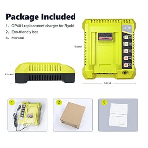 Compatible with Ryobi Battery Charger OP401 40V, WaxPar OP401 Battery Charger Compatible with Ryobi 40V Lithium Battery OP4015 OP4026 OP4026A OP4030 OP4040 OP4050 OP4050A