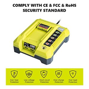 Compatible with Ryobi Battery Charger OP401 40V, WaxPar OP401 Battery Charger Compatible with Ryobi 40V Lithium Battery OP4015 OP4026 OP4026A OP4030 OP4040 OP4050 OP4050A