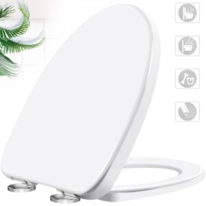 elongated toilet seat - heavy duty toilet lid with thick premium uf material, soft close & quick release, top fix to install and clean for most brand standard toilet seats by wekey - white