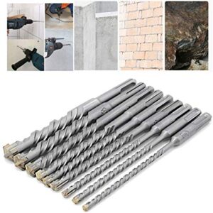 9 Piece Carbon Steel Hammer Drill Bit Set, SDS Carbide Drill for Bricks Masonry Concrete Cement Stone Rocks etc