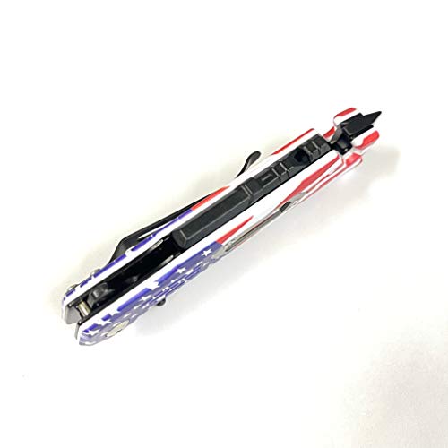 Blazing Steel 8 Inches Folding Knife I Drop Point Straight Edge I American Flag Handle I Camping I Outdoor I Hunting I EDC Pocket Knife I Proud of America Knife (American Flag)