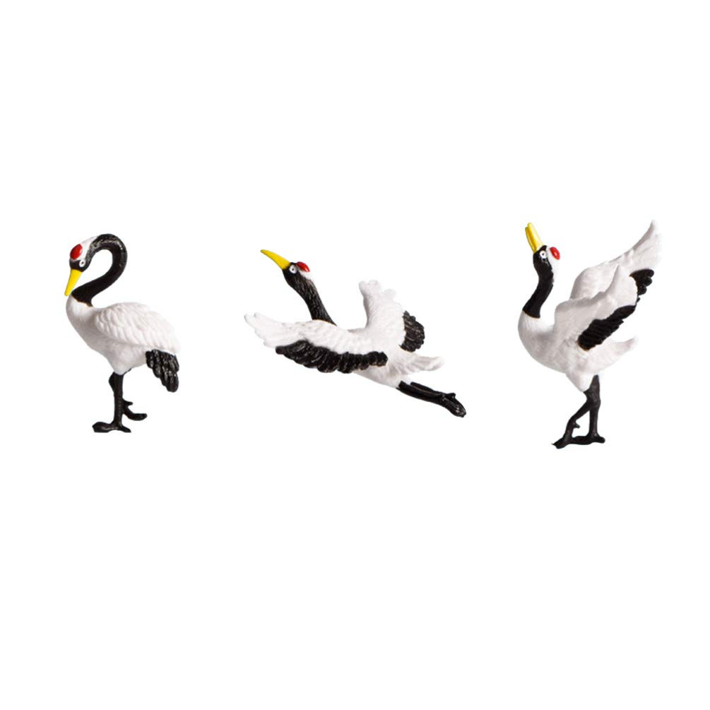 DOITOOL 3pcs Miniature Feathered Red-Crowned Crane Fake Birds Statue Fairy Garden Ornaments Plant Pots Bonsai Crafts Micro Landscape Decoration