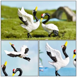 DOITOOL 3pcs Miniature Feathered Red-Crowned Crane Fake Birds Statue Fairy Garden Ornaments Plant Pots Bonsai Crafts Micro Landscape Decoration