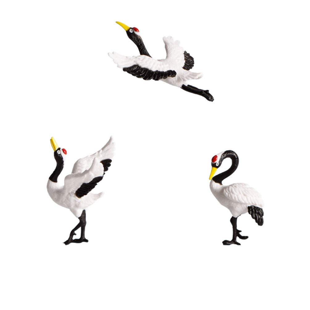 DOITOOL 3pcs Miniature Feathered Red-Crowned Crane Fake Birds Statue Fairy Garden Ornaments Plant Pots Bonsai Crafts Micro Landscape Decoration