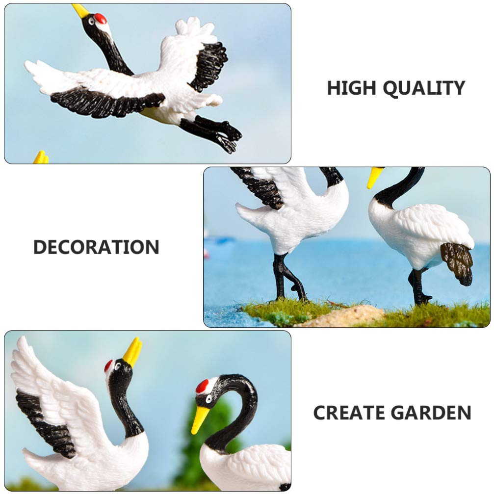 DOITOOL 3pcs Miniature Feathered Red-Crowned Crane Fake Birds Statue Fairy Garden Ornaments Plant Pots Bonsai Crafts Micro Landscape Decoration