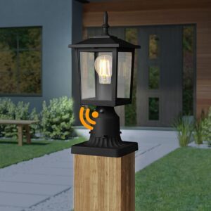 CINOTON Dusk to Dawn Outdoor Post Light Fixtures, Modern Exterior Post Lantern 6-Inch with Pier Mount Base, Aluminum Lamp with Clear Glass Waterproof for Garden Patio Pathway Deck