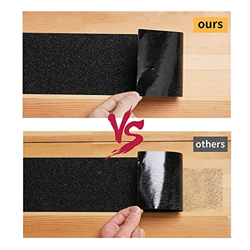 Grip Tape - Heavy Duty Anti Slip Tape 80 Grit Non Slip for Stairs Outdoor/Indoor, Waterproof High Traction Stairs Non Skid Treads, Durable Triple Layer Adhesive - Black (1 Inch x 20 Feet)