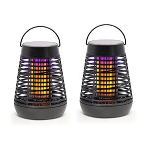 pic portable solar insect killer torch (flpt), bug zapper and flame accent light, kills bugs on contact - twin pack