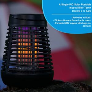 PIC Portable Solar Insect Killer Torch (FLPT), Bug Zapper and Flame Accent Light, Kills Bugs on Contact - Twin Pack