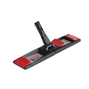 rubbermaid commercial products microfiber adaptable flat mop 18" frame for wavebrake, wringable, for heavy-duty cleaning/hardwood/tile/laminated floors in kitchen/lobby/office/janitorial areas