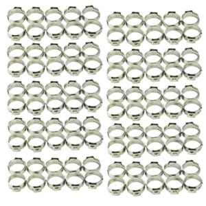 100pcs 1/2 inch pex cinch clamp rings, 304 stainless steel cinch crimp rings pinch clamps for pex tubing pipe fitting connections