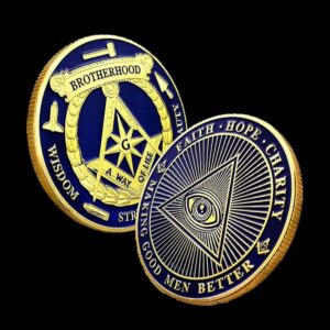 Patpaw Masonic Challenge Coin Brotherhood Freemasons Gold Blue Freemasonry Coin