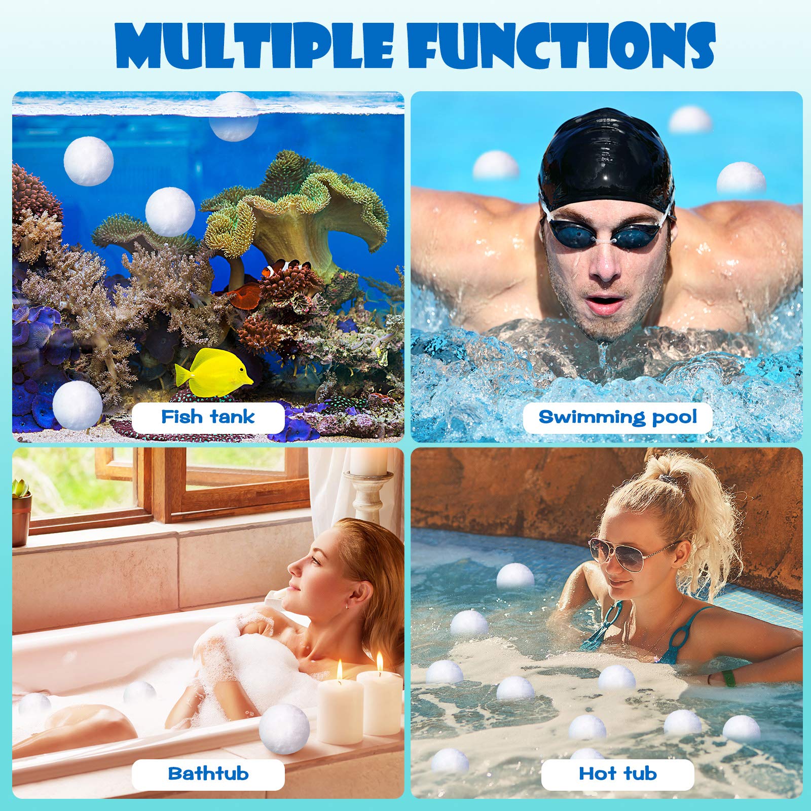 Pool Filter Sponge Balls Sand Pool Filter Media Filters Alternative to Sand and Filter Glass for Swimming Pool Hot Tub Spa Above Ground Pools and Fish Tank (1.5 LBS/ 700 g)