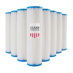clear choice sediment water filter 20 micron 10 x x 2." water filter cartridge replacement 10 inch ro system spc-25-1020, 8-pk