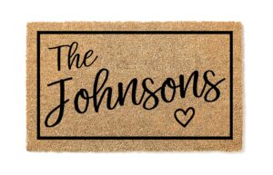 heartful custom doormat family name - premium quality, thick & made in the usa