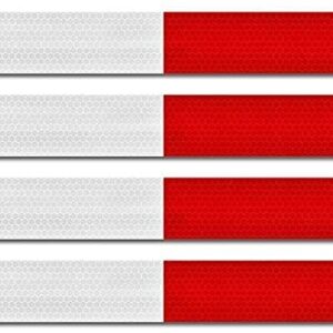 Gzyqzda Reflective Tape Reflective Tape for Trailers 2”x12'', 10pack Waterproof Self Adhesive Auto Truck Reflector Strips Hazard Caution Warning Sticker for Road Signs, Trucks, RVs, Cars (White + Red)