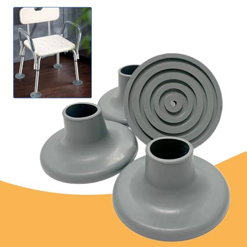 Toilet Chair Safety Replacement Feet, Shower Stools and Transfer Bench Anti-Slip Cap Mat for Elderly Disable,4 Pcs(1-1/8")