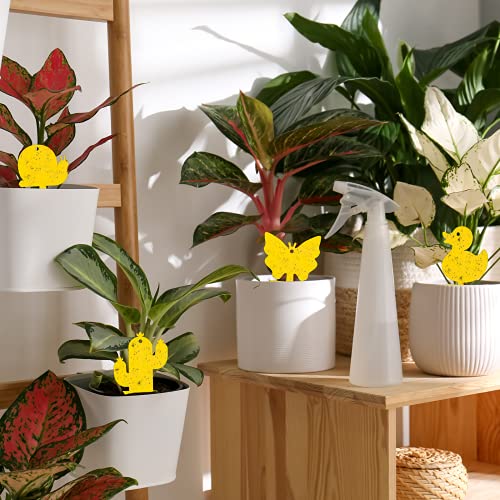 Gideal 12-Pack Dual-Sided Yellow Sticky Traps for Indoor/Outdoor Use, Gnat Trap for Flying Plant Insect Such as Fungus Gnats, Whiteflies, Aphids, Fruit Fly, Leafminers, etc - Cute Shapes