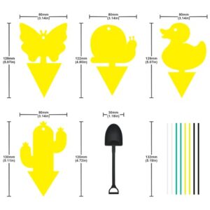 Gideal 12-Pack Dual-Sided Yellow Sticky Traps for Indoor/Outdoor Use, Gnat Trap for Flying Plant Insect Such as Fungus Gnats, Whiteflies, Aphids, Fruit Fly, Leafminers, etc - Cute Shapes