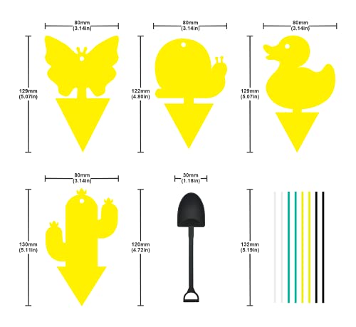 Gideal 12-Pack Dual-Sided Yellow Sticky Traps for Indoor/Outdoor Use, Gnat Trap for Flying Plant Insect Such as Fungus Gnats, Whiteflies, Aphids, Fruit Fly, Leafminers, etc - Cute Shapes