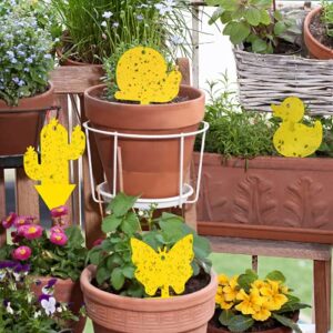 Gideal 12-Pack Dual-Sided Yellow Sticky Traps for Indoor/Outdoor Use, Gnat Trap for Flying Plant Insect Such as Fungus Gnats, Whiteflies, Aphids, Fruit Fly, Leafminers, etc - Cute Shapes