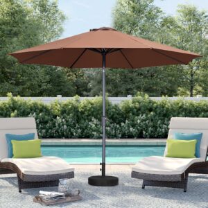 hyd-parts 9ft patio umbrella outdoor table umbrella,market umbrella with push button tilt and crank for garden, lawn, deck, backyard & pool (coffee)