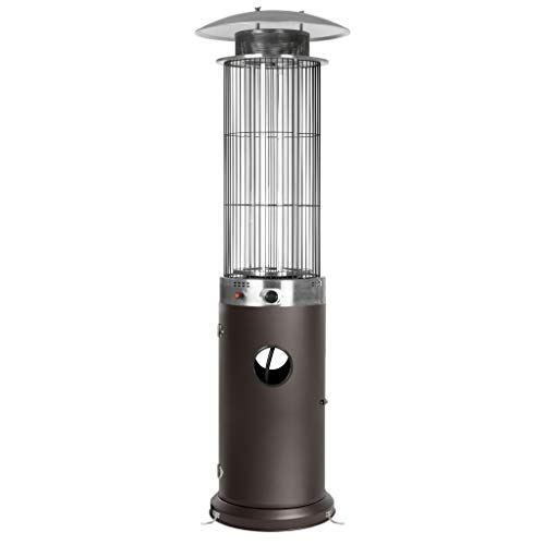 Golden Flame Resort Model 40,000 BTU Round Spiral-Flame Glass Tube Patio Heater with Rich-Mocha Finish (Propane)