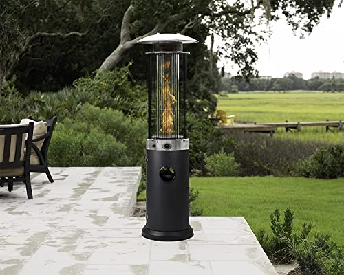 Golden Flame Resort Model 40,000 BTU Round Spiral-Flame Glass Tube Patio Heater with Rich-Mocha Finish (Propane)