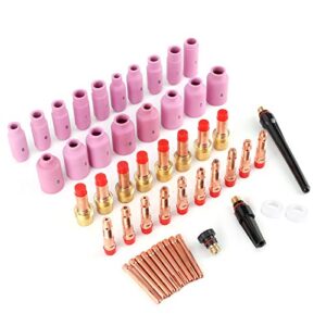 Welding Nozzle Gas Lens Nozzle Collet Cup Kit, 51Pcs/Set Welding Nozzle Ceramic Torch Gas Lens Welder Tip Alumina Nozzle Cup Kit For Wp/17/18/26 Repairing Tool