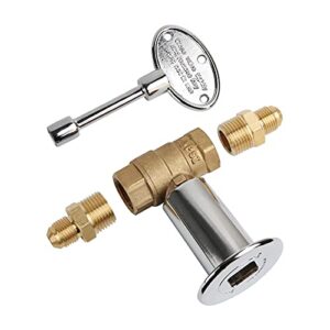 roastove 1/2-inch straight quarter-turn shut-off valve kit, for natural gas fire pits with flange and 3 inches key, chromed