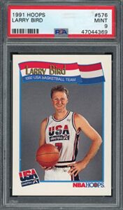 larry bird usa basketball team 1991 hoops basketball card #576 graded psa 9 mint
