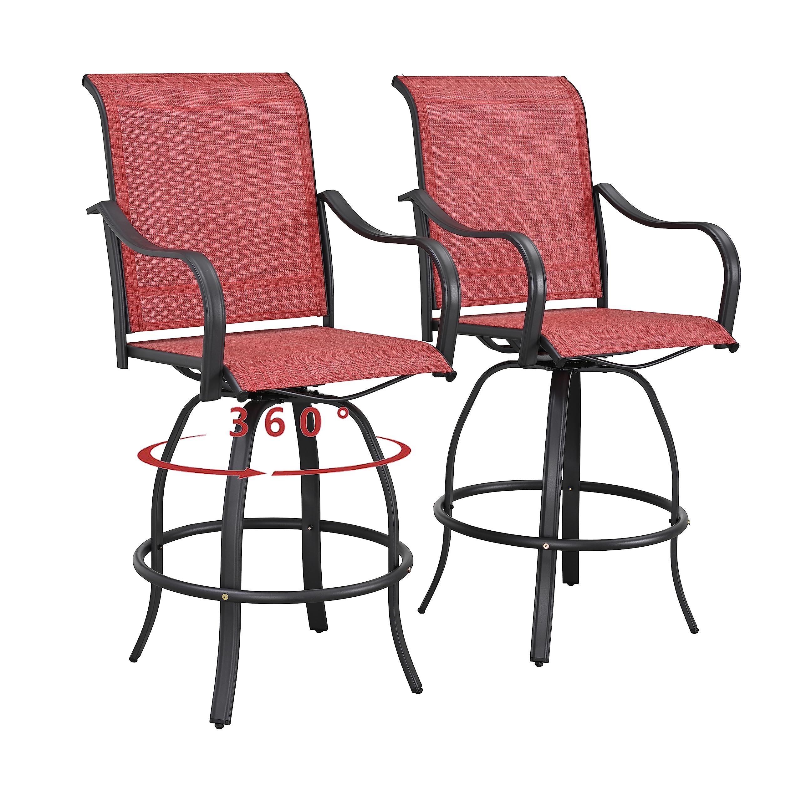 PatioFestival Patio Swivel Bar Stools Outdoor High Bistro Stools Height Chairs All Weather Garden Furniture Bar Dining Chair,Set of 2