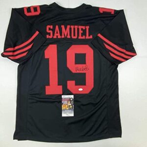 autographed/signed deebo samuel san francisco black football jersey jsa coa