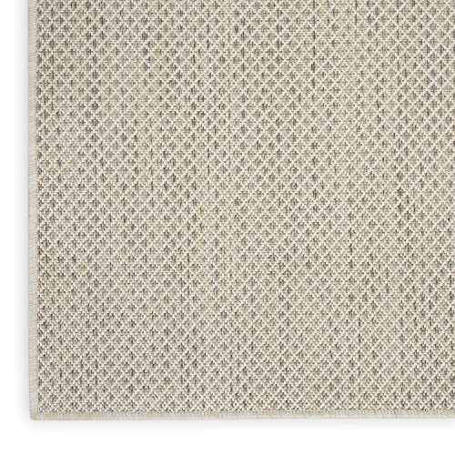 Nourison Courtyard Indoor/Outdoor Ivory Silver 8' x 10' Area Rug, Geometric, Easy Cleaning, Non Shedding, Bed Room, Living Room, Dining Room, Deck, Patio, Backyard (8x10)