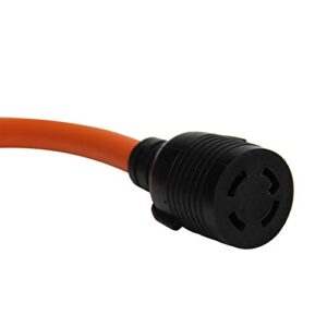 PLIS L5-30P to L14-30R Generator Twist Lock Adapter Piug,Generator Extension Cord,3Prong to 4Prong,4Prong Female Adapter STW 10AWG*3C,30Amp,Orange,1.5FT