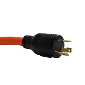 PLIS L5-30P to L14-30R Generator Twist Lock Adapter Piug,Generator Extension Cord,3Prong to 4Prong,4Prong Female Adapter STW 10AWG*3C,30Amp,Orange,1.5FT