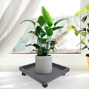 DOITOOL Square Plant Caddy Wheel Plant Pot Tray Removable Planter Trolley Casters Rolling Tray Coaster Garden Moving Plant Pot Saucer (Grey)