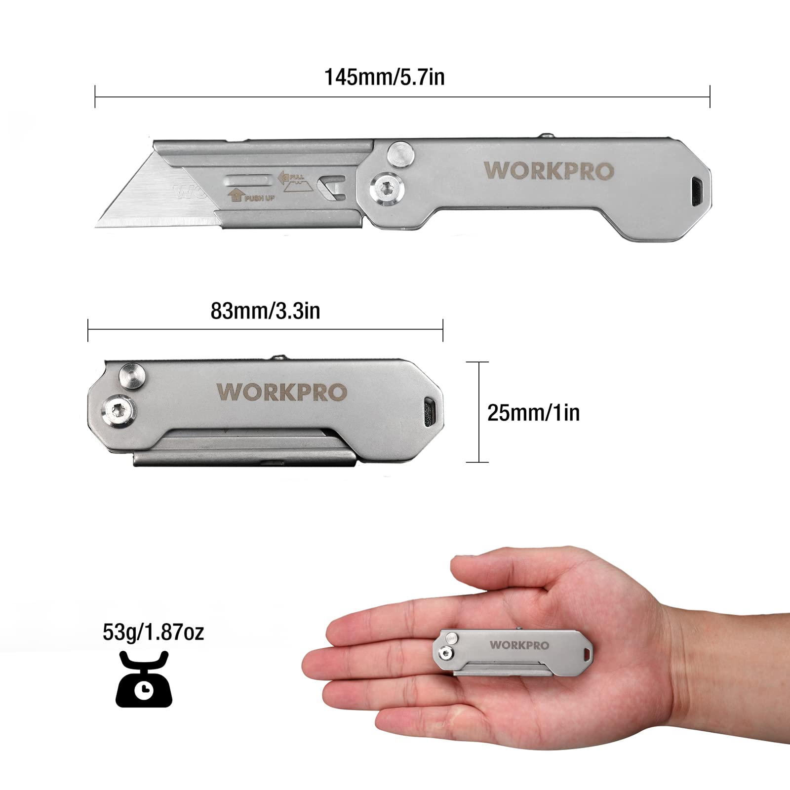 WORKPRO EDC Folding Utility Knife, Mini Box Cutter with Quick Open Axis Lock, Quick Change Blade Razor Knife, Foldable Small Pocket Knife with Belt Clip