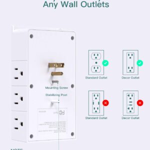 Multi Plug Outlet - Addtam Surge Protector Wall Mount with 12 Outlet Extender- 3 Sides and 3 USB Ports (1 USB-C), Outlet Splitter Power Strip for Home, Office, Hotel, White