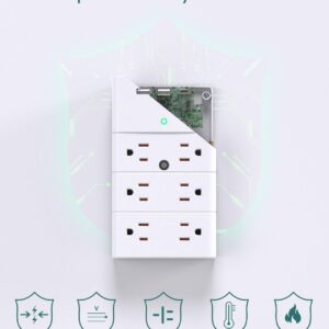 Multi Plug Outlet - Addtam Surge Protector Wall Mount with 12 Outlet Extender- 3 Sides and 3 USB Ports (1 USB-C), Outlet Splitter Power Strip for Home, Office, Hotel, White